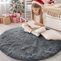 OLANLY Grey Round Rugs for Bedroom by OLANLY