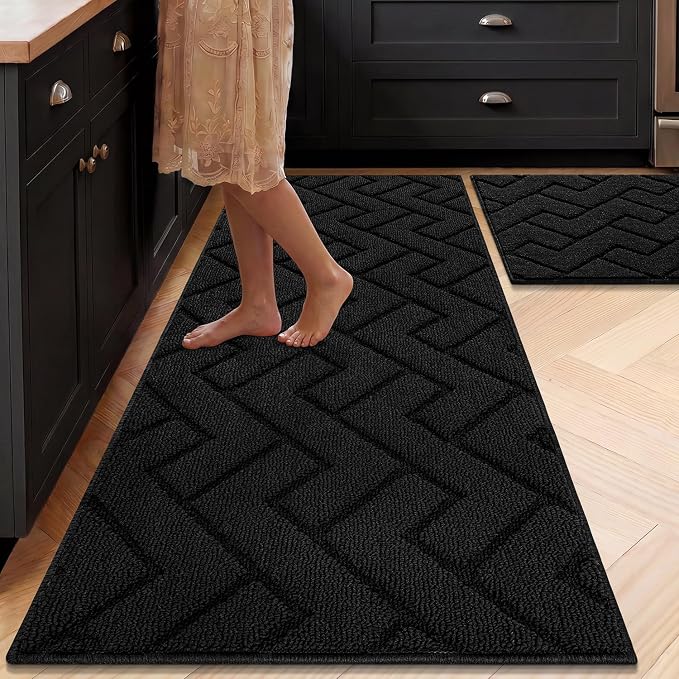 hicorfe Kitchen Runner Rugs and Mats Sets, 2 Pieces Absorbent Non-Slip Kitchen by Hicorfe