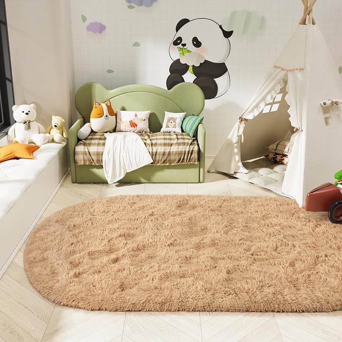 LOCHAS Bedroom Rug 3.3' x 6.2', Soft Oval Throw Rugs Carpet - Image 2