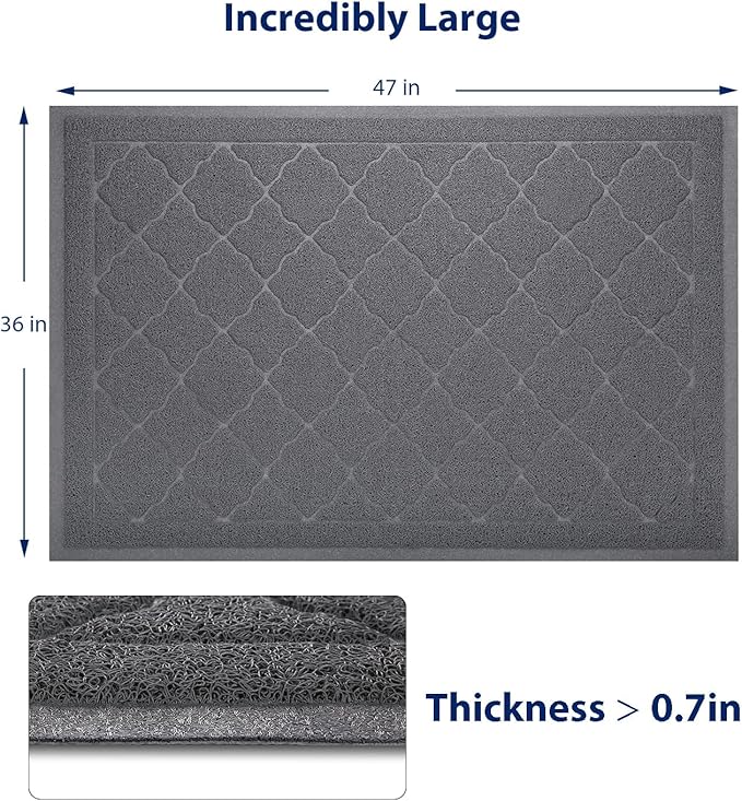 WePet Cat Litter Box Mat, Kitty Premium PVC Pad, Durable Trapping Rug, - Image 2