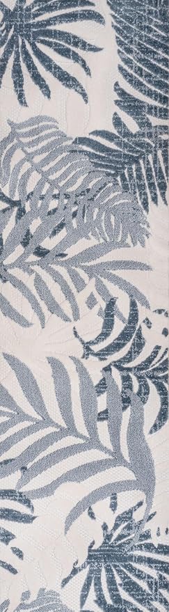 JONATHAN Y Tropics Palm Leaves Indoor Outdoor Runner Rug 2X8 Cream/Dark Blue - Image 7