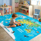 Kids Playroom Rug, 4x5ft World Map Play Mat - Image 6