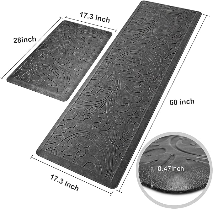 KMAT 2PCS Kitchen Mat Cushioned Anti-Fatigue Floor Mat, Waterproof Non-Slip - Image 2