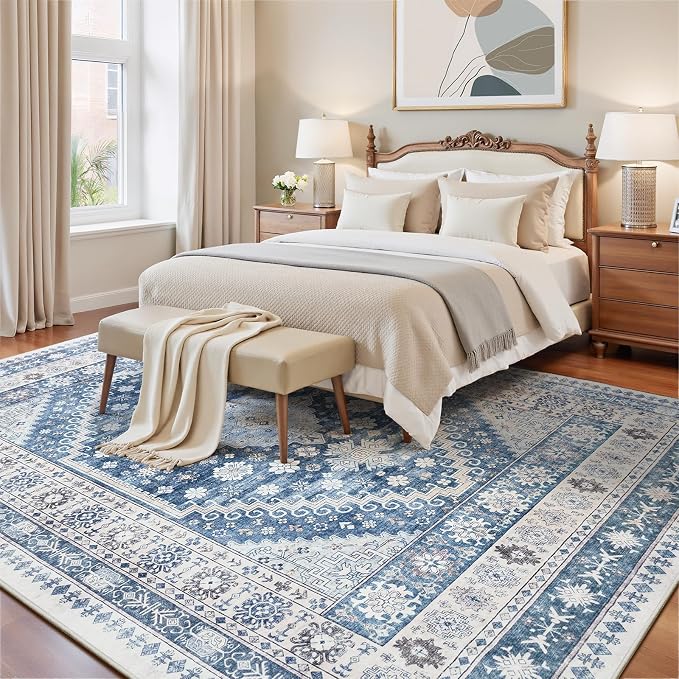 6x9 Washable Area Rugs, Large Living Room Rug, Vintage Boho Carpet, Non Slip - Image 6