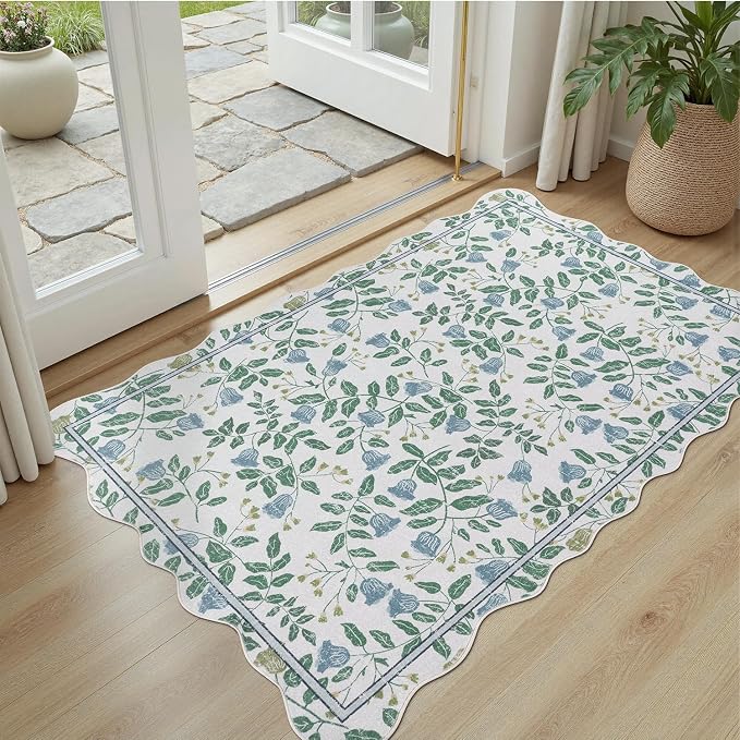 DCX Washable Botanical Floral Rug 3x5, Non Slip Low Pile Carpet - Image 2