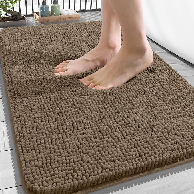OLANLY Bathroom Rugs 34x21, Extra Soft Absorbent Chenille Bath Rugs, Rubber by OLANLY