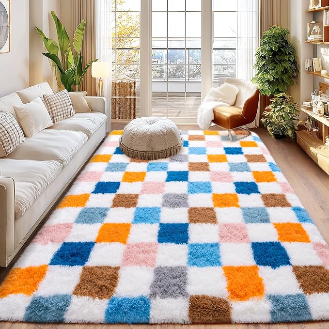 Checkered Rugs for Living Room Bedroom, 5x7 Area Rugs for Living Room, Modern - Image 6