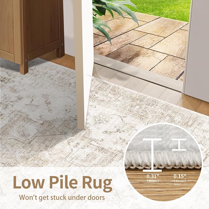 Rugxara 3x5 Washable Entryway Rug, Non Slip Boho Runner Rugs - Image 7