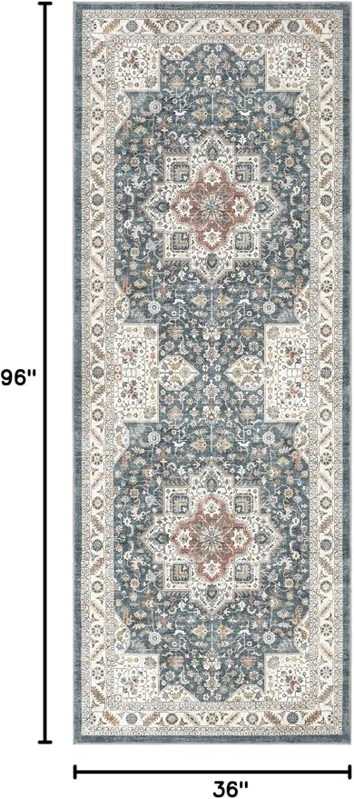 Vintage Hallway Runner Rug 3x8: Large Soft Washable Entryway - Image 2
