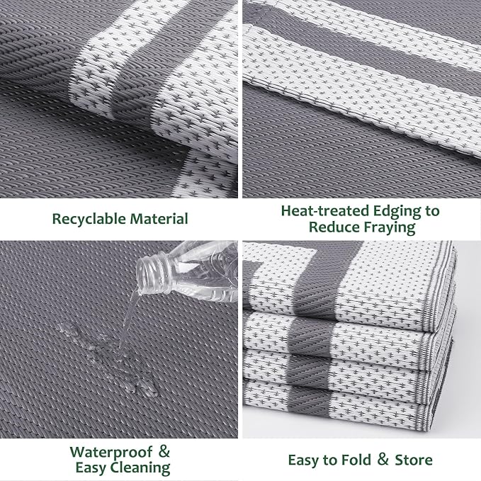 HappyTrends Outdoor Rug Reversible Portable Plastic Straw Camping Rugs - Image 4