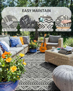 MontVoo Outdoor Rug Carpet Waterproof 10x14 Outdoor Patio Rug Mat Reverisble - Image 2