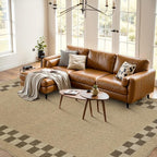 LIVEBOX Scalloped Easy Jute Checkered 8x10 Outdoor Rug, Washable Farmhouse Tan - Image 9