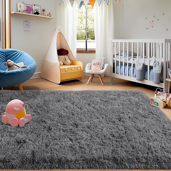 5x7 Fluffy Fuzzy Area Rug for Living Room Bedroom, Ultra Soft Rugs for Living - Image 2
