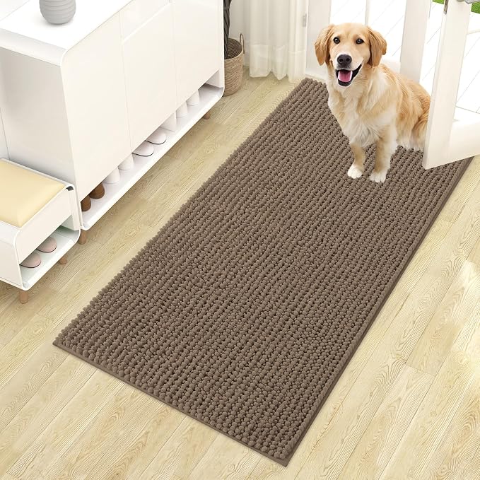 OLANLY Dog Door Mat for Muddy Paws 44x24, Ultra Absorbent Chenille Mud Doormat by OLANLY