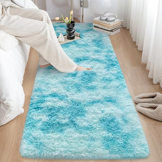 Light Blue Fluffy Rug for Bedroom Living Room, 3x10 ft Soft Sky Blue Bedroom - Image 9