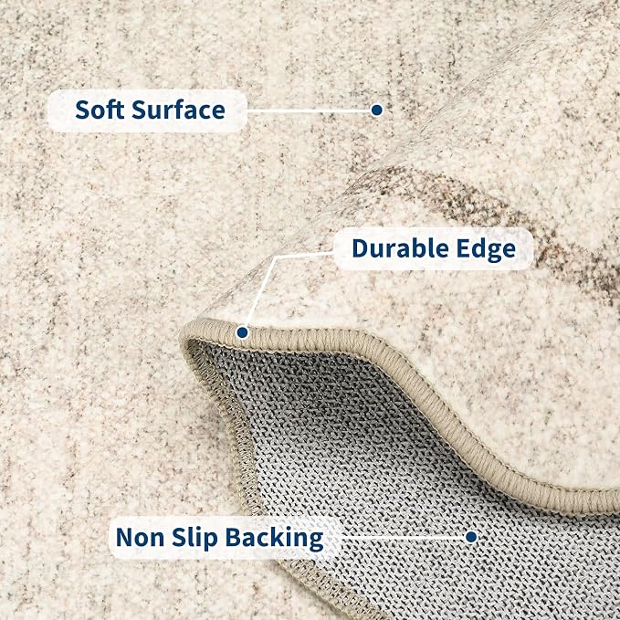 GarveeHome Scalloped Washable Runner Rug 2x10 Non Slip Kitchen Rugs Modern Blue - Image 4