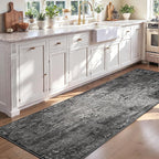 2x7 Black Rug Runners for Hallways Kitchen Runner Rug Non Slip Washable Black - Image 2