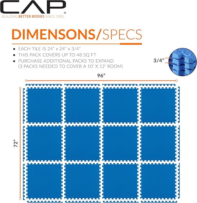 CAP Puzzle Exercise Mats | 3/4” Thick EVA Interlocking Foam Tiles - Image 4