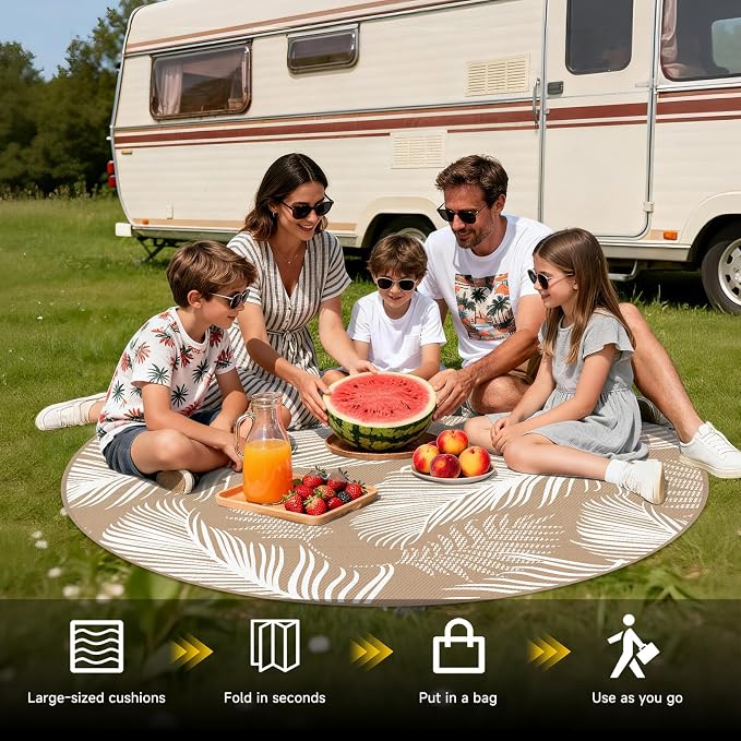 Pauwer Waterproof Outdoor Rug 6ft, Reversible Plastic Straw Patio Camping Rug - Image 5
