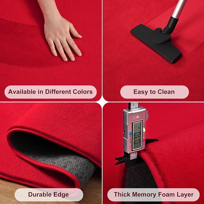 Amearea Modern Area Rugs for Bedroom Living Room, 4x6 Feet Red Thickened Memory - Image 6