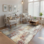 Ompaa Living Room Rug 5x8 Beige Area Rug Machine Washable Boho Rug Non Slip - Image 4