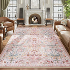 AMTOVO 8x10 Washable Area Rugs for Living Room, Non-Slip&Non-Shedding Floral - Image 4
