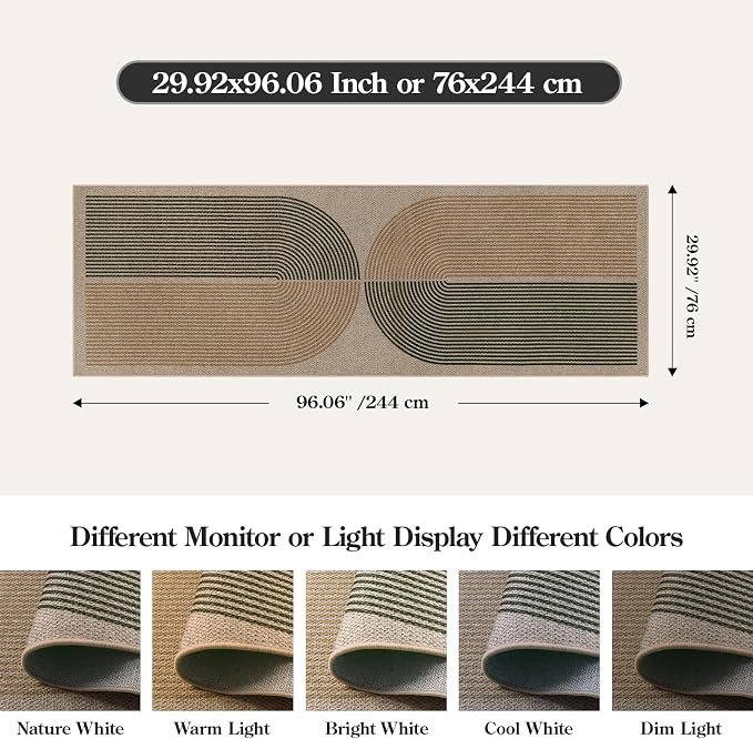 Lahome Enfys Modern Rainbow Easy Jute Rug, 2x8 Hallway Runner Washable Rugs - Image 2
