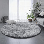 Amdrebio Tie-Dyed Light Grey Round Area Rugs - Image 8