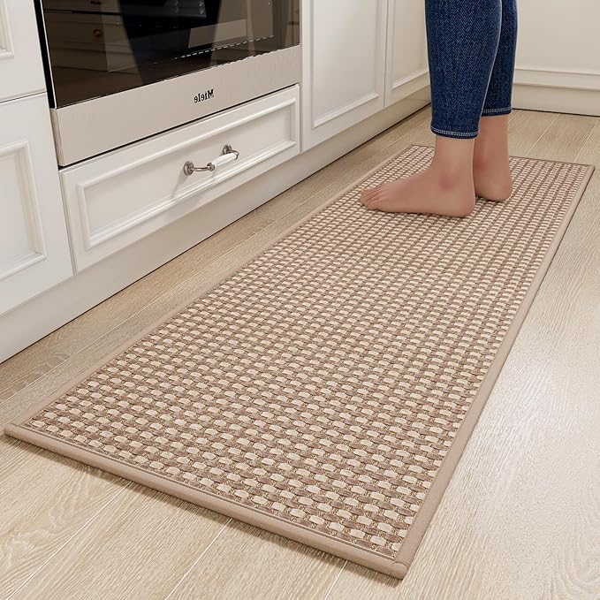 YDKGL Kitchen Rugs Non Slip Washable, Rubber Backing Soft Chenille Braided by YDKGL