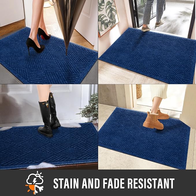 HIYARD Sturdy Front Door Mat, Absorbent Muddy Dirt Resist Welcome Door Mats - Image 5
