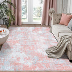 Pink Rug Carpet 6x9 Area Rugs for Bedroom Girls: Washable Modern Rug for Living by Aelenmu