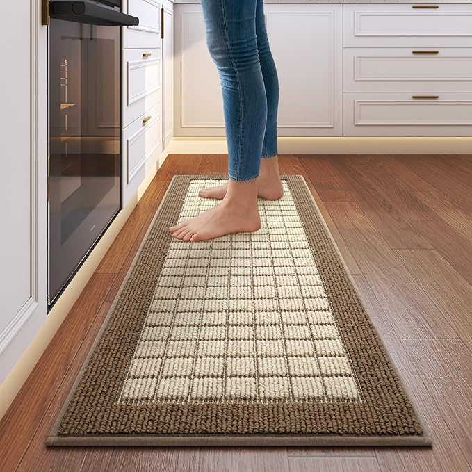 Kitchen Mats for Floor 17"x47", Non-Slip Washable Kitchen Rugs, Absorbent and by QiCaiJia