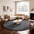 Ophanie Round Rug 6Ft Grey Circle Area Rugs, Fluffy Fuzzy Large Bedroom Carpet by Ophanie