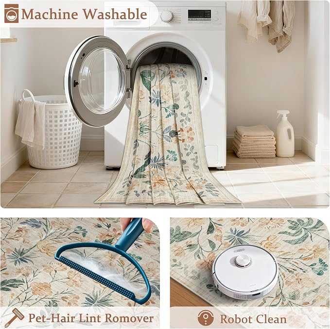 6x9 Area Rugs Washable Rug: Large Boho Living Room Rug Soft Non-Slip Low Pile - Image 4