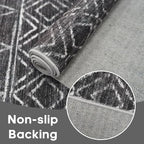 Black Non Slip Moroccan 3x4 Washable Area Rug | Soft Stain-resistant Mat - Image 7
