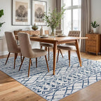KUTA Area Rug 5x7, Moroccan Large Blue White Rugs Washable Boho Non-Slip - Image 4