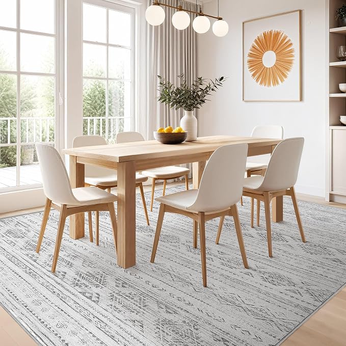 Nakagishi 8x10 Area Rug Living Room: Washable Boho Large Neutral Soft Farmhouse - Image 7