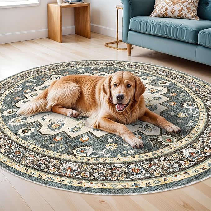 TOPRUUG Washable Oriental Area Rug - 6ft Round Rugs - Image 6