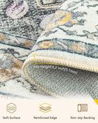 RELEANY Area Rugs Round 8ft Washable Non-Slip, Floral Vintage Distress - Image 4