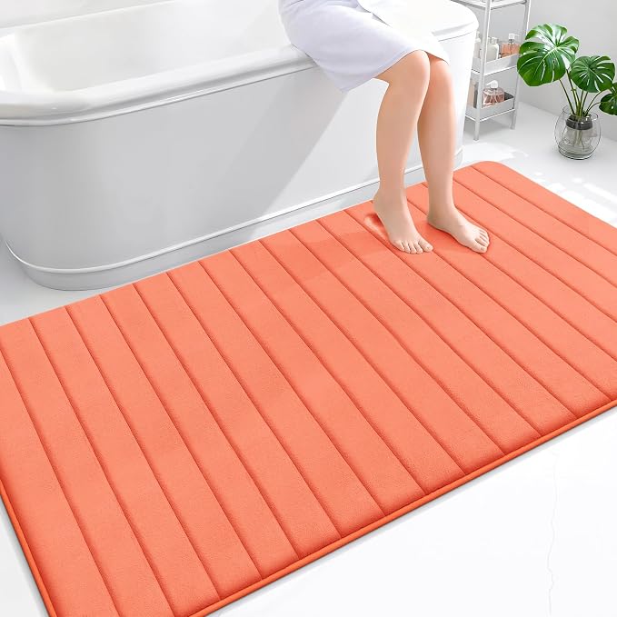 OLANLY Memory Foam Bath Mat 70x46, Super Soft Absorbent Bathroom Rugs, Quick Dry by OLANLY