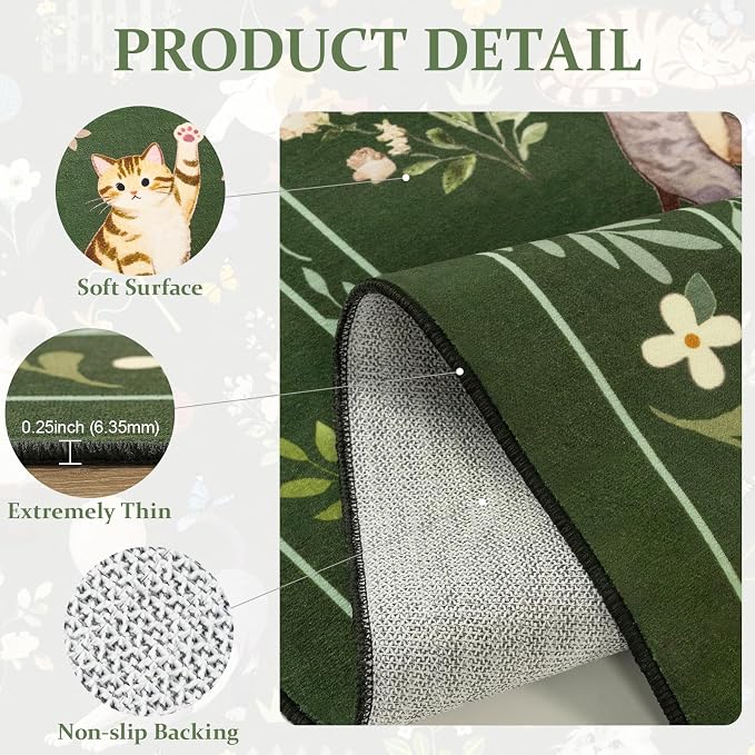 Unirea 9x12 Dark Green Cat Area Rug - Image 4