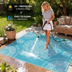 Pauwer Waterproof Outdoor Rug 8x10, Reversible Plastic Straw Patio Camping Rug - Image 4