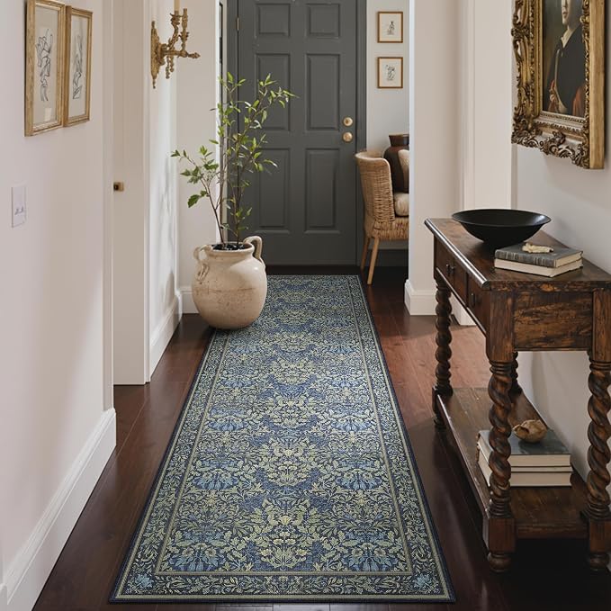 GENIMO Floral Washable Runner Rug 2’6” x 10’, Non-Slip Long Hallway Carpet - Image 3