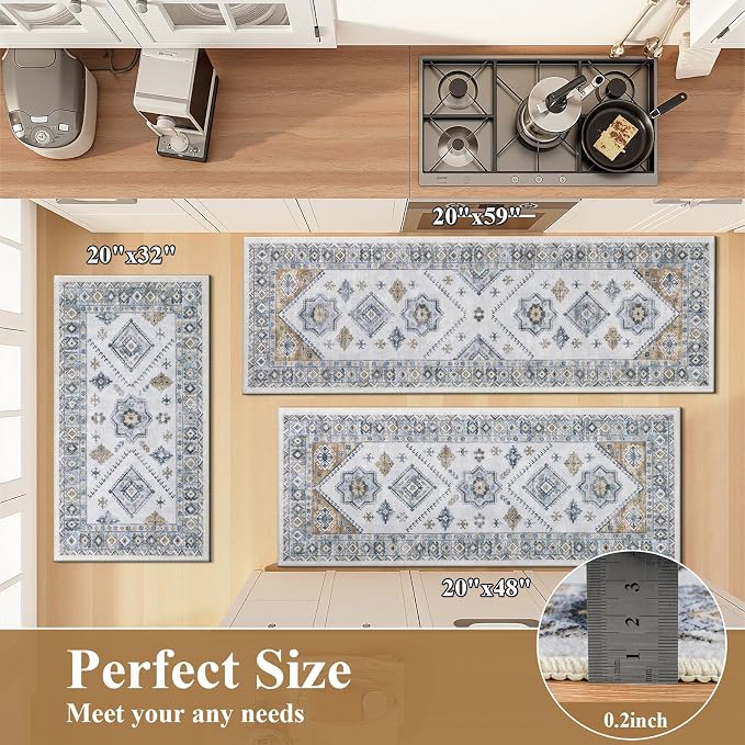 HEBE Boho Kitchen Rug Sets 3 Piece - Image 2