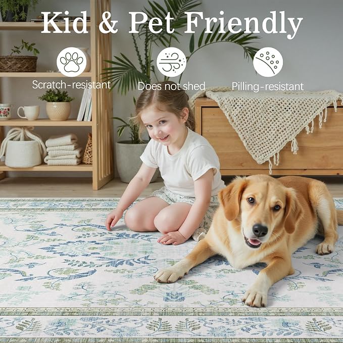 DCX Green 8x10 Rug, Kid & Pet Friendly - Image 7