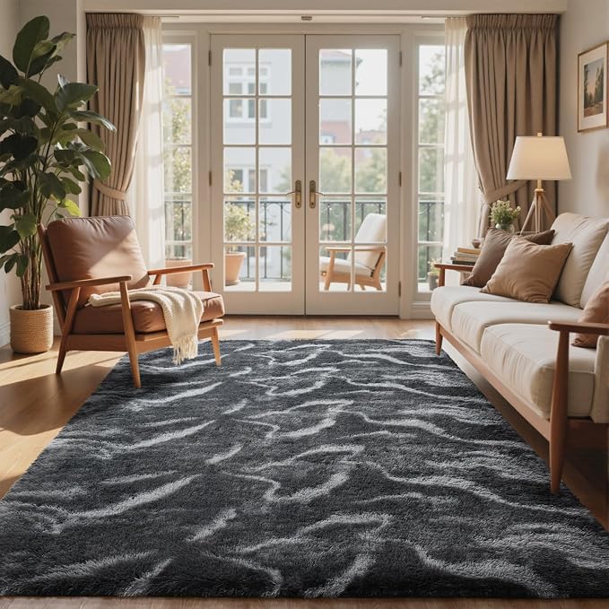 4x6 Ft Shag Rugs for Bedroom Living Room, Tie-Dyed Ultra Soft Fluffy Furry Area - Image 2
