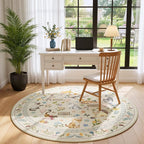 Unirea 4x4 Beige Cat Round Area Rugs, Washable Soft Non Slip Circle Rug - Image 8
