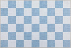 GarveeHome Checkered Light Blue 2x3 Washbale Rug Door Mat Geometric Diamond Dot - Image 5