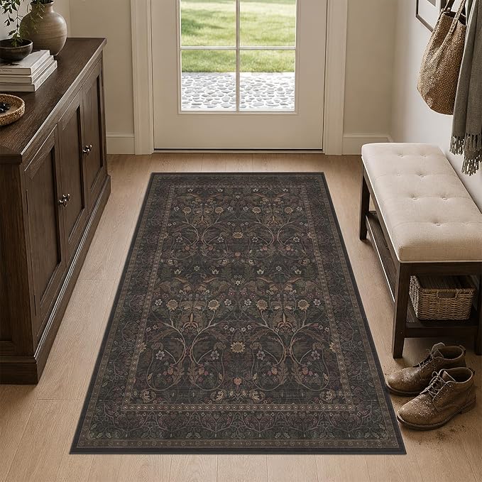 3x5 Rustic Brown Large Entry Way Area Rugs Indoor Washable by Evyhood