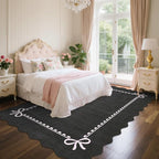 GarveeHome Scalloped Bow Rug for Living Room, Solid Rug for Dorm, Washable Rugs - Image 2